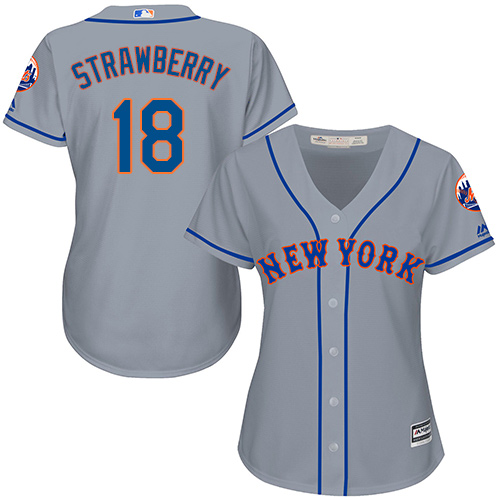 Mets #18 Darryl Strawberry Grey Road Women's Stitched MLB Jersey